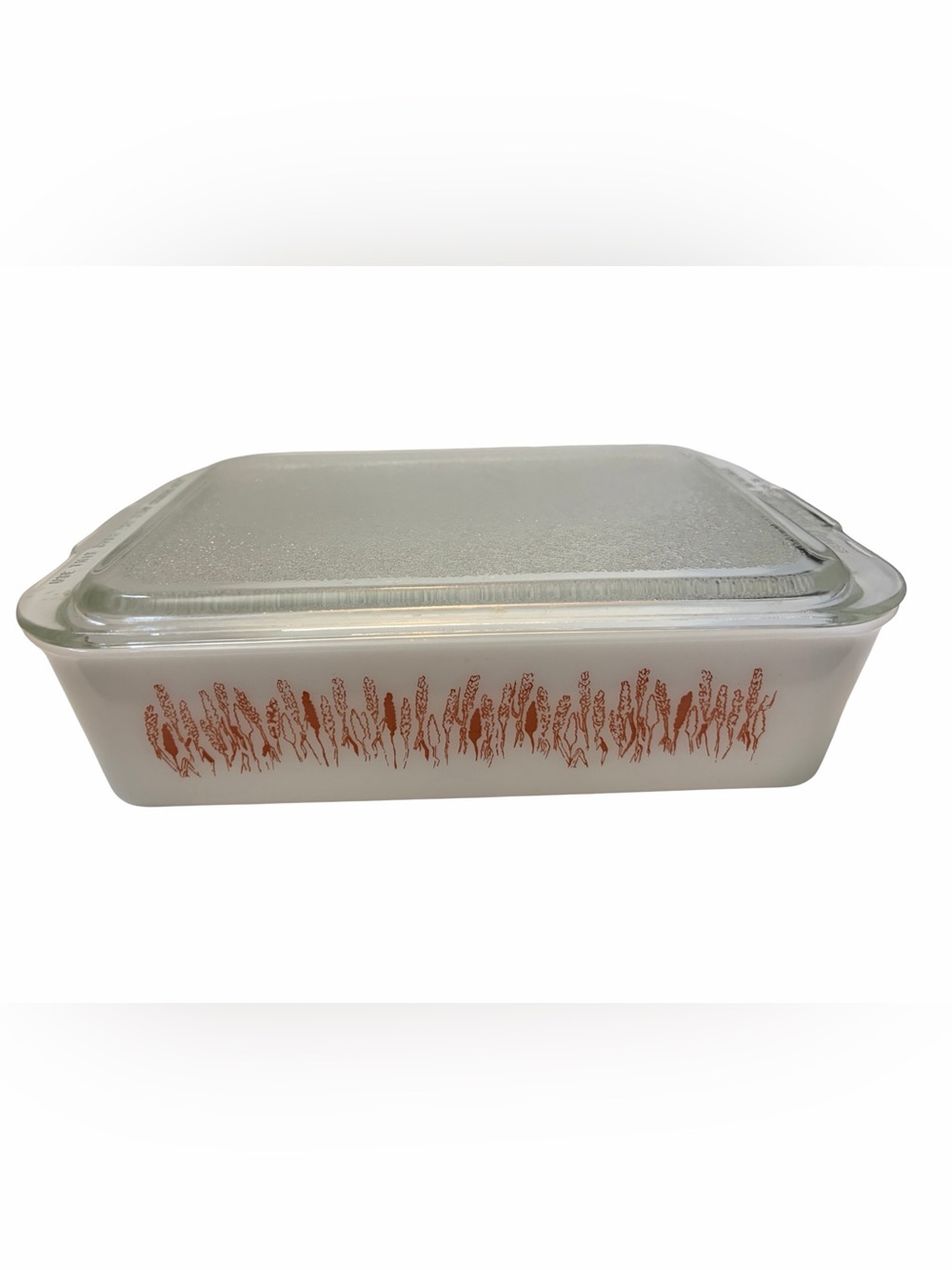 Vintage Proctor-Silex Milk Glass 10” Casserole Dish Original Lid Wheat Pattern